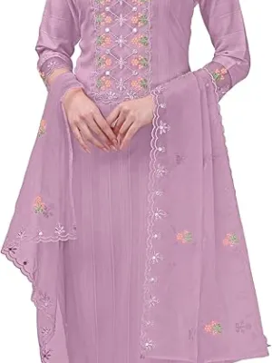 Women's Cotton Embroidery Salwar Suit Set Kurta Pant