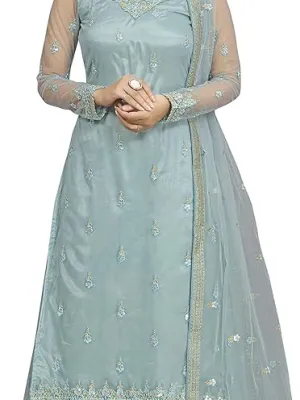 Women's Net Embroidery Sharara Suit Set Indian Pakistani Wedding Ethnic