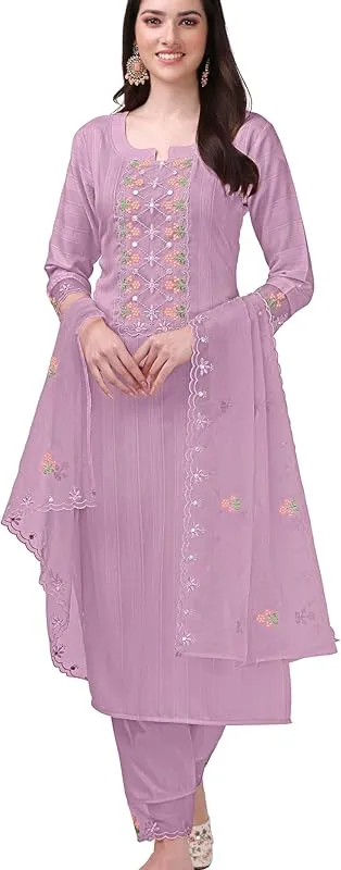 Product Women's Cotton Embroidery Salwar Suit Set Kurta Pant Image